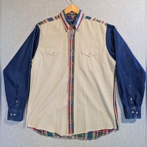 Wrangler Vintage 90's Western Shirt Men's Large X-Long Tails 16.5 X 34